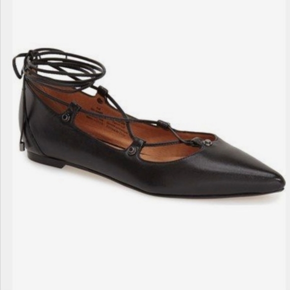 NEW NWT Halogen Owen Pointy Toe Lace Up Ballet Flat sz 4 4M